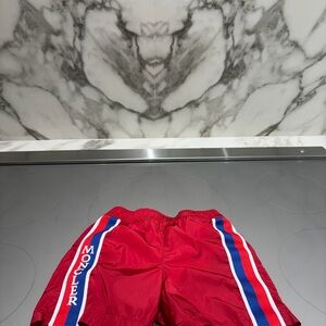 Moncler Red Boxer Mare with Blue and White Accents